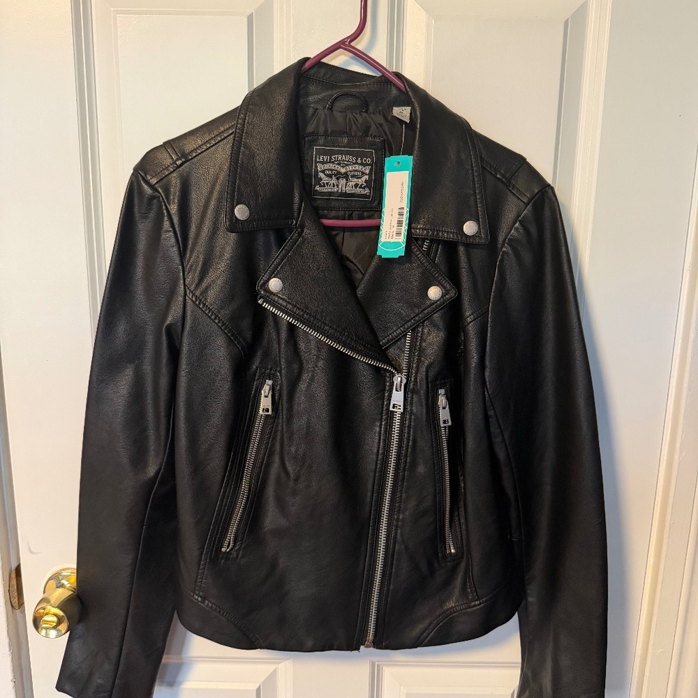 NWT Levi's Black Leather Moto Jacket